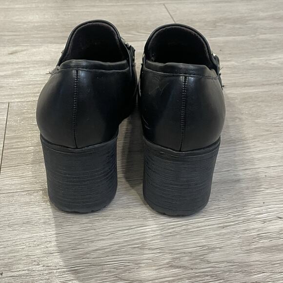 Womens Chunky Heels Loafers Y2K 8.5 Academia School Girl Platform Concert Event - Picture 5 of 9